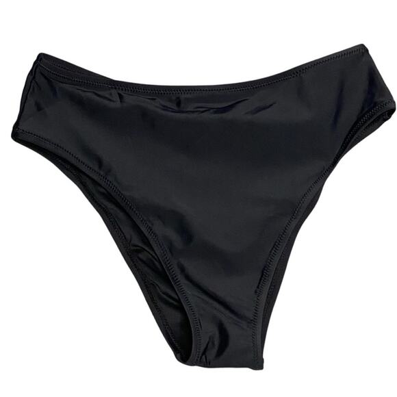 Relleciga Bikini Bottom Women M Black Classic Minimalist Poolside Beach Swim NWT - Picture 1 of 8